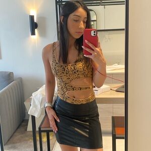 Black pleather mini skirt